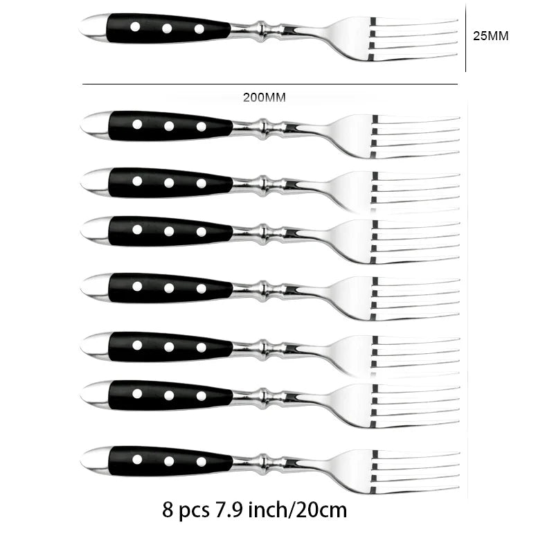 Classic Elegant Stainless Steel Cutlery Set Fork Spoon Knife Full  Dinning Fork Steak Knife Teaspoon Creative Dinnerware Set
